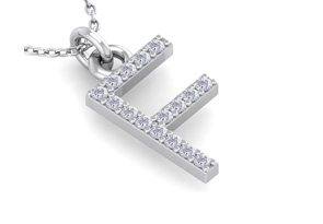 Letter F Diamond Initial Necklace In 14K White Gold (2.50 G) W/ 16 Diamonds, H/I, 18 Inch Chain By SuperJeweler