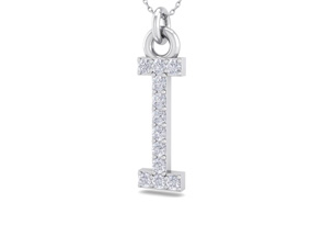 Letter I Diamond Initial Necklace In 14K White Gold (2.50 G) W/ 12 Diamonds, H/I, 18 Inch Chain By SuperJeweler