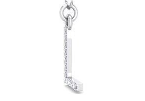 Letter L Diamond Initial Necklace In 14K White Gold (2.50 G) W/ 12 Diamonds, H/I, 18 Inch Chain By SuperJeweler