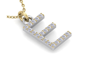 Letter E Diamond Initial Necklace In 14K Yellow Gold (2.50 G) W/ 20 Diamonds, H/I, 18 Inch Chain By SuperJeweler