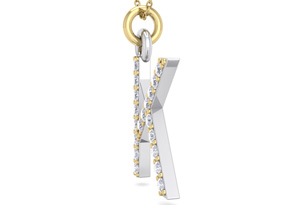 Letter K Diamond Initial Necklace In 14K Yellow Gold (2.50 G) W/ 19 Diamonds, H/I, 18 Inch Chain By SuperJeweler
