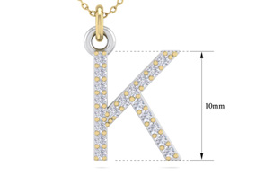Letter K Diamond Initial Necklace In 14K Yellow Gold (2.50 G) W/ 19 Diamonds, H/I, 18 Inch Chain By SuperJeweler