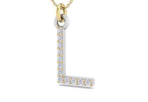 Letter L Diamond Initial Necklace In 14K Yellow Gold (2.50 G) W/ 12 Diamonds, H/I, 18 Inch Chain By SuperJeweler