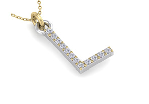 Letter L Diamond Initial Necklace In 14K Yellow Gold (2.50 G) W/ 12 Diamonds, H/I, 18 Inch Chain By SuperJeweler