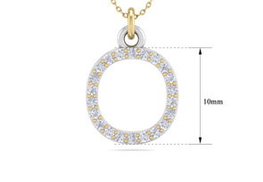 Letter O Diamond Initial Necklace In 14K Yellow Gold (2.50 G) W/ 22 Diamonds, H/I, 18 Inch Chain By SuperJeweler