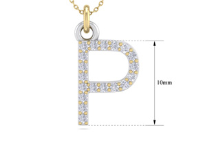 Letter P Diamond Initial Necklace In 14K Yellow Gold (2.50 G) W/ 19 Diamonds, H/I, 18 Inch Chain By SuperJeweler