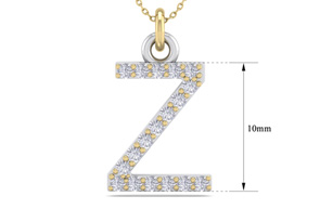 Letter Z Diamond Initial Necklace In 14K Yellow Gold (2.50 G) W/ 18 Diamonds, H/I, 18 Inch Chain By SuperJeweler