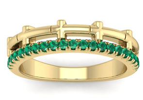1/3 Carat Emerald Cross Wedding Band In 14K Yellow Gold (4 G), Size 4 By SuperJeweler