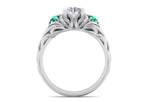 1.25 Carat Round Shape Diamond & Emerald Cut Vine Engagement Ring In 14K White Gold (4 G) (H-I, SI2-I1), Size 4 By SuperJeweler