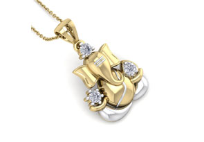1/4 Carat Diamond Lord Ganesha Necklace In 14K Yellow Gold (3.50 G), 18 Inches, I/J By SuperJeweler