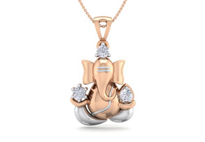1/4 Carat Diamond Lord Ganesha Necklace In 14K Rose Gold (3.50 G), 18 Inches, I/J By SuperJeweler