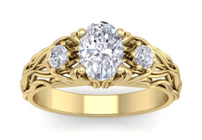 1.25 Carat Oval Shape Diamond Intricate Vine Engagement Ring In 14K Yellow Gold (5.50 G) (H-I, SI2-I1) By SuperJeweler