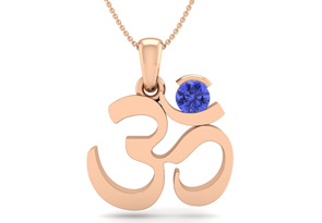 1/4 Carat Tanzanite Om Necklace In 14K Rose Gold (2.50 G), 18 Inches By SuperJeweler
