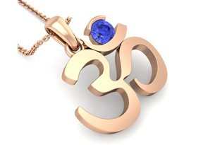 1/4 Carat Tanzanite Om Necklace In 14K Rose Gold (2.50 G), 18 Inches By SuperJeweler