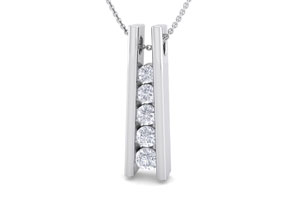 1/4 Carat Diamond Journey Ladder Necklace In 14K White Gold (4 G), 18 Inches, I/J By SuperJeweler