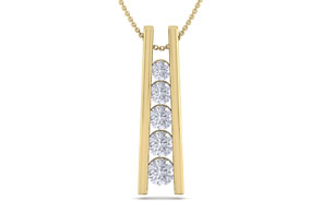 1/2 Carat Diamond Journey Ladder Necklace In 14K Yellow Gold (4.30 G), 18 Inches, I/J By SuperJeweler