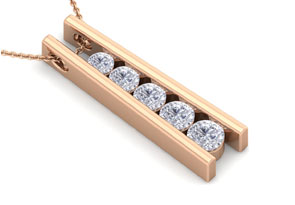 1/2 Carat Diamond Journey Ladder Necklace In 14K Rose Gold (4.30 G), 18 Inches, I/J By SuperJeweler