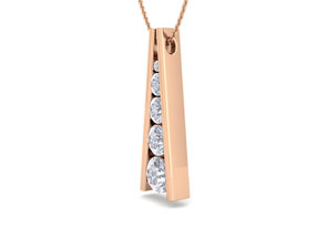 1 Carat Diamond Journey Ladder Necklace In 14K Rose Gold (5 G), 18 Inches, I/J By SuperJeweler