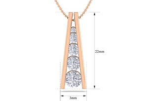 1 Carat Diamond Journey Ladder Necklace In 14K Rose Gold (5 G), 18 Inches, I/J By SuperJeweler