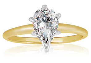 1 Carat Pear Diamond Solitaire Ring In 14K Yellow Gold (H-I, SI2-I1) By SuperJeweler