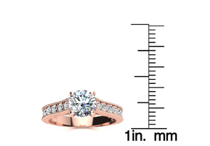 1.5 Carat Round Shape Moissanite Engagement Ring In 14K Rose Gold (3.70 G), E/F By SuperJeweler