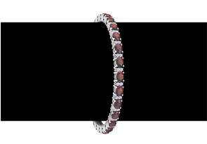 5 3/4 Carat Oval Shape Garnet & Diamond Bracelet In 14K White Gold (10 G), 7 Inches, I/J By SuperJeweler