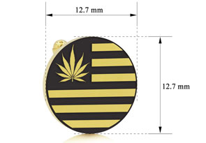 Octavius Cannabis Leaf Flag Cufflinks, Yellow Gold