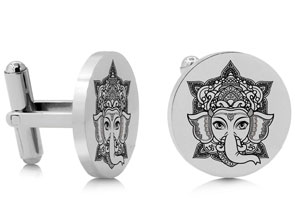 Octavius Ganesha Cufflinks, Silver