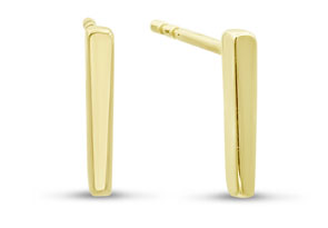 14K Yellow Gold (.90 G) Bar Stud Earrings By SuperJeweler