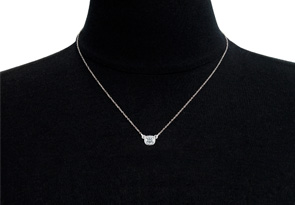 Bezel Set .90 Carat Diamond Necklace, 14k White Gold (1.6 G). Classically Elegant, I/J, 18 Inch Chain By SuperJeweler
