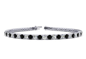 4 1/4 Carat Men's Black Diamond Tennis Bracelet, White Diamond, In 14K White Gold (10.1 G), 7.5 Inches, J/K By SuperJeweler