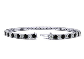 4 1/4 Carat Men's Black Diamond Tennis Bracelet, White Diamond, In 14K White Gold (10.1 G), 7.5 Inches, J/K By SuperJeweler