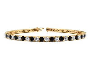 5 Carat Men's Black Diamond Tennis Bracelet, White Diamond, In 14K Yellow Gold (12.1 G), 9 Inches, J/K By SuperJeweler