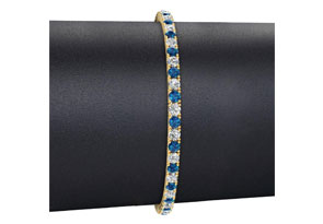4 1/2 Carat Blue & White Diamond Men's Tennis Bracelet In 14K Yellow Gold (10.7 G), 8 Inches, J/K By SuperJeweler