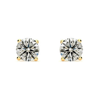 1.55 Carat Colorless Diamond Stud Earrings 14K Yellow Gold (1.4 Grams) (E-F, I2-I3 Clarity Enhanced) By SuperJeweler