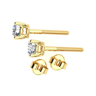 1.55 Carat Colorless Diamond Stud Earrings 14K Yellow Gold (1.4 Grams) (E-F, I2-I3 Clarity Enhanced) By SuperJeweler