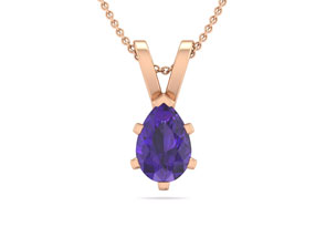 1/2 Carat Pear Shape Amethyst Necklace In 14K Rose Gold Over Sterling Silver, 18 Inches By SuperJeweler