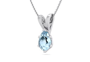1/2 Carat Pear Shape Aquamarine Necklace In Sterling Silver, 18 Inches By SuperJeweler