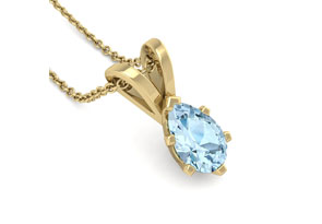 1/2 Carat Pear Shape Aquamarine Necklace In 14K Yellow Gold Over Sterling Silver, 18 Inches By SuperJeweler