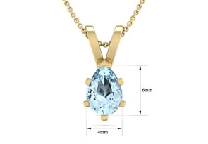 1/2 Carat Pear Shape Aquamarine Necklace In 14K Yellow Gold Over Sterling Silver, 18 Inches By SuperJeweler