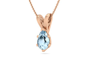 1/2 Carat Pear Shape Aquamarine Necklace In 14K Rose Gold Over Sterling Silver, 18 Inches By SuperJeweler