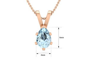1/2 Carat Pear Shape Aquamarine Necklace In 14K Rose Gold Over Sterling Silver, 18 Inches By SuperJeweler