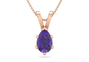 3/4 Carat Pear Shape Amethyst Necklace In 14K Rose Gold Over Sterling Silver, 18 Inches By SuperJeweler