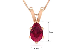1 Carat Pear Shape Ruby Necklace In 14K Rose Gold Over Sterling Silver, 18 Inches By SuperJeweler