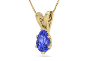 1 Carat Pear Shape Tanzanite Necklace In 14K Yellow Gold Over Sterling Silver, 18 Inches By SuperJeweler