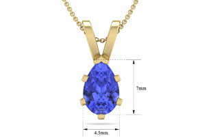 1 Carat Pear Shape Tanzanite Necklace In 14K Yellow Gold Over Sterling Silver, 18 Inches By SuperJeweler