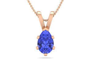 1 Carat Pear Shape Tanzanite Necklace In 14K Rose Gold Over Sterling Silver, 18 Inches By SuperJeweler