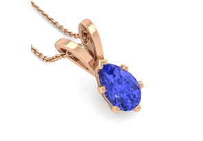 1 Carat Pear Shape Tanzanite Necklace In 14K Rose Gold Over Sterling Silver, 18 Inches By SuperJeweler