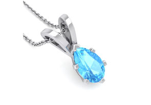 1 Carat Pear Shape Blue Topaz Necklace In Sterling Silver, 18 Inches By SuperJeweler