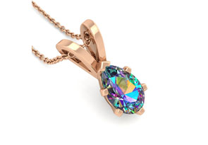 3/4 Carat Pear Shape Mystic Topaz Necklace In 14K Rose Gold Over Sterling Silver, 18 Inches By SuperJeweler